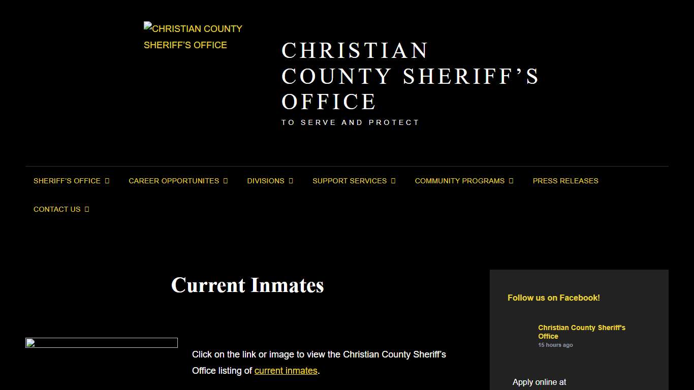 Current Inmates – CHRISTIAN COUNTY SHERIFF’S OFFICE